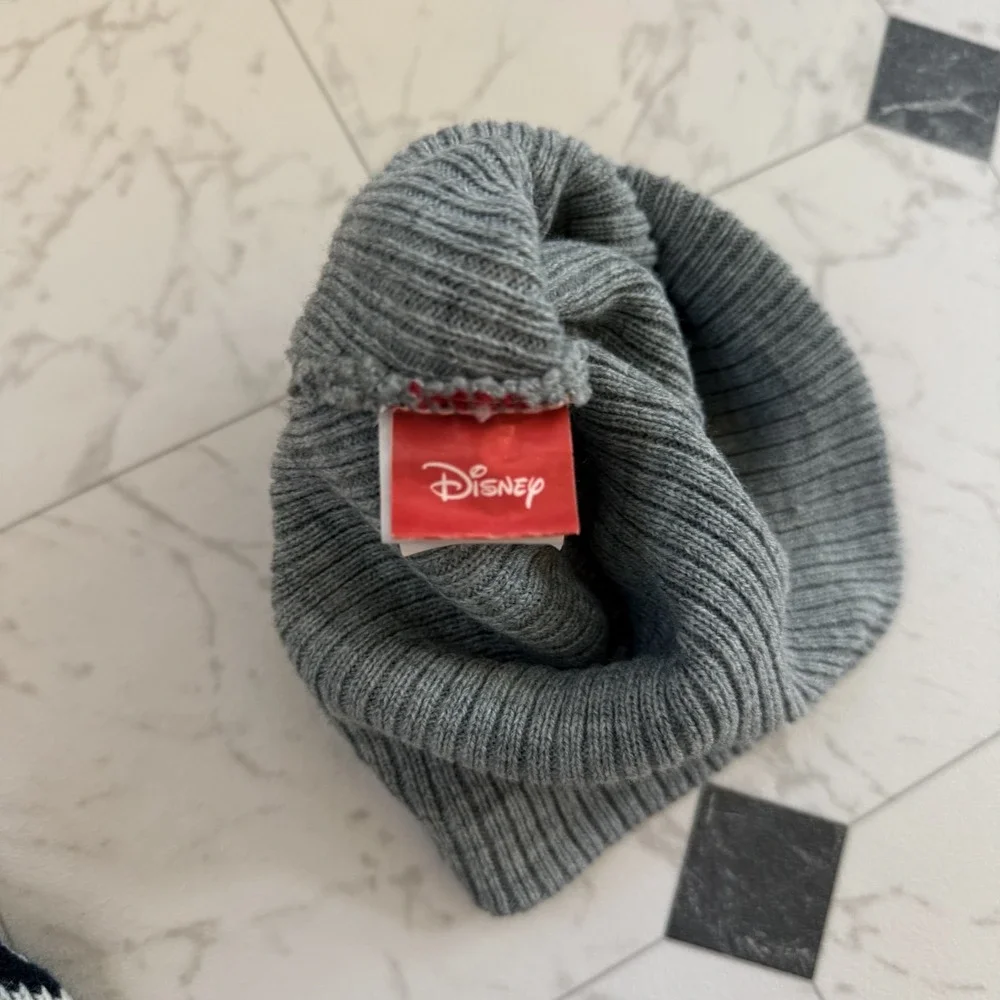 Disney Mickey Mouse Striped Beanie Gray Red Black Kids‎ 2T–5T Knit Hat